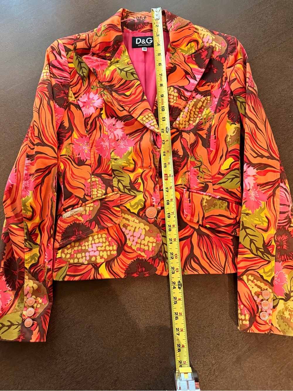 Vintage D&G by Dolce & Gabbana Vibrant Orange Floral Blazer | size 6 - Picture 12 of 16